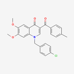 molecular formula C26H22ClNO4 B2373949 1-[(4-氯苯基)甲基]-6,7-二甲氧基-3-(4-甲基苯甲酰)喹啉-4-酮 CAS No. 866727-12-0