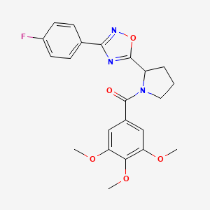 molecular formula C22H22FN3O5 B2373951 3-(4-Fluorophenyl)-5-[1-(3,4,5-trimethoxybenzoyl)pyrrolidin-2-yl]-1,2,4-oxadiazole CAS No. 1798453-76-5