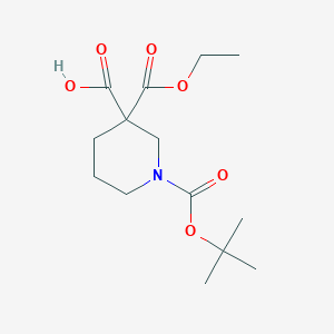 molecular formula C14H23NO6 B2373954 1-[(Tert-butoxy)carbonyl]-3-(ethoxycarbonyl)piperidine-3-carboxylic acid CAS No. 1093214-91-5