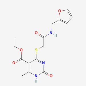 molecular formula C15H17N3O5S B2373960 4-[2-(呋喃-2-基甲基氨基)-2-氧代乙基]硫代-6-甲基-2-氧代-1H-嘧啶-5-甲酸乙酯 CAS No. 899749-48-5
