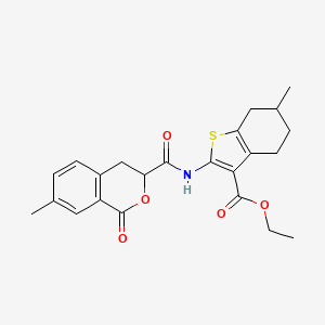 molecular formula C23H25NO5S B2373961 ethyl 6-methyl-2-{[(7-methyl-1-oxo-3,4-dihydro-1H-isochromen-3-yl)carbonyl]amino}-4,5,6,7-tetrahydro-1-benzothiophene-3-carboxylate CAS No. 853890-38-7