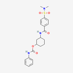 molecular formula C22H27N3O5S B2373983 3-(4-(N,N-二甲基磺酰胺基)苯甲酰胺)环己基苯基氨基甲酸酯 CAS No. 1351660-41-7
