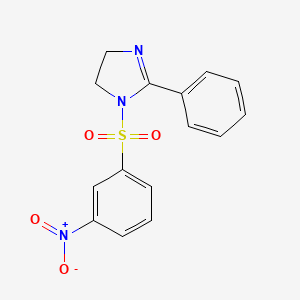 molecular formula C15H13N3O4S B2373986 1-((3-nitrophenyl)sulfonyl)-2-phenyl-4,5-dihydro-1H-imidazole CAS No. 868143-16-2