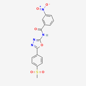 molecular formula C16H12N4O6S B2373994 N-(5-(4-(methylsulfonyl)phenyl)-1,3,4-oxadiazol-2-yl)-3-nitrobenzamide CAS No. 886909-67-7