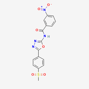 molecular formula C16H12N4O6S B2373994 N-(5-(4-(メチルスルホニル)フェニル)-1,3,4-オキサジアゾール-2-イル)-3-ニトロベンズアミド CAS No. 886909-67-7