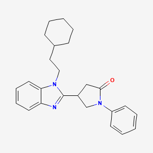 molecular formula C25H29N3O B2374003 4-[1-(2-Cyclohexylethyl)benzimidazol-2-yl]-1-phenylpyrrolidin-2-one CAS No. 637754-61-1