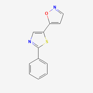 molecular formula C12H8N2OS B2374006 5-(2-Phenyl-1,3-thiazol-5-yl)isoxazole CAS No. 338414-59-8