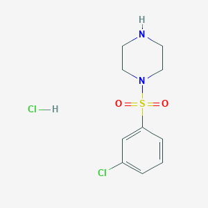 molecular formula C10H14Cl2N2O2S B2374010 1-(3-Chlorobenzenesulfonyl)piperazine hydrochloride CAS No. 1837553-66-8