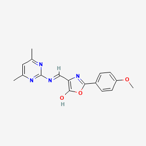 molecular formula C17H16N4O3 B2374013 4-{[(4,6-二甲基-2-嘧啶基)氨基]亚甲基}-2-(4-甲氧基苯基)-1,3-噁唑-5(4H)-酮 CAS No. 306976-28-3