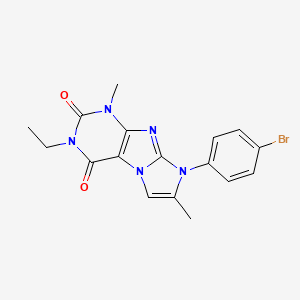 molecular formula C17H16BrN5O2 B2374015 8-(4-bromophenyl)-3-ethyl-1,7-dimethyl-1H-imidazo[2,1-f]purine-2,4(3H,8H)-dione CAS No. 887467-28-9