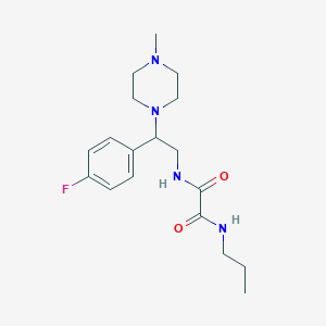 molecular formula C18H27FN4O2 B2374018 N1-(2-(4-氟苯基)-2-(4-甲基哌嗪-1-基)乙基)-N2-丙氧草酰胺 CAS No. 906150-96-7