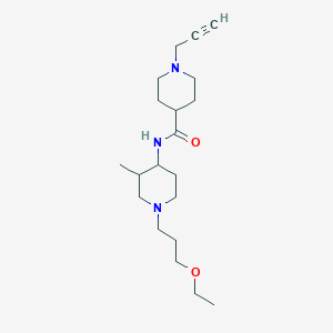 molecular formula C20H35N3O2 B2374020 N-[1-(3-乙氧基丙基)-3-甲基哌啶-4-基]-1-炔丙基哌啶-4-甲酰胺 CAS No. 1385380-42-6