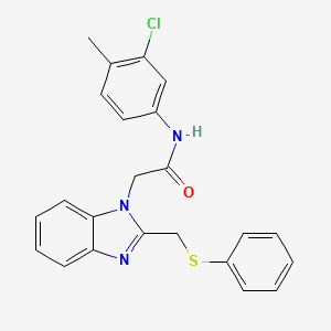 molecular formula C23H20ClN3OS B2374023 N-(3-氯-4-甲基苯基)-2-(2-((苯基硫基)甲基)-1H-1,3-苯并咪唑-1-基)乙酰胺 CAS No. 339100-68-4