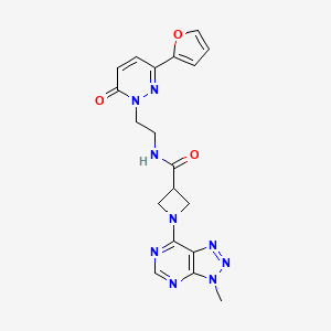 molecular formula C19H19N9O3 B2374026 N-(2-(3-(furan-2-yl)-6-oxopyridazin-1(6H)-yl)ethyl)-1-(3-methyl-3H-[1,2,3]triazolo[4,5-d]pyrimidin-7-yl)azetidine-3-carboxamide CAS No. 1448074-71-2