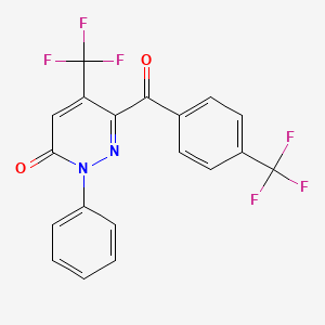 molecular formula C19H10F6N2O2 B2374027 2-Phenyl-5-(trifluoromethyl)-6-[4-(trifluoromethyl)benzoyl]pyridazin-3-one CAS No. 478043-64-0