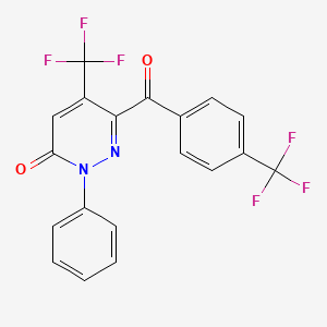 molecular formula C19H10F6N2O2 B2374027 2-苯基-5-(三氟甲基)-6-[4-(三氟甲基)苯甲酰基]哒嗪-3-酮 CAS No. 478043-64-0