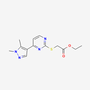 molecular formula C13H16N4O2S B2374028 Ethyl {[4-(1,5-dimethyl-1H-pyrazol-4-YL)pyrimidin-2-YL]thio}acetate CAS No. 1006323-03-0