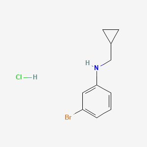 molecular formula C10H13BrClN B2374035 3-溴-N-(环丙基甲基)苯胺；盐酸盐 CAS No. 2418661-43-3