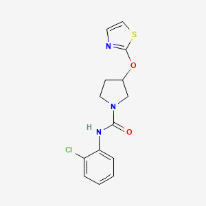 molecular formula C14H14ClN3O2S B2374036 N-(2-chlorophenyl)-3-(thiazol-2-yloxy)pyrrolidine-1-carboxamide CAS No. 2197785-25-2