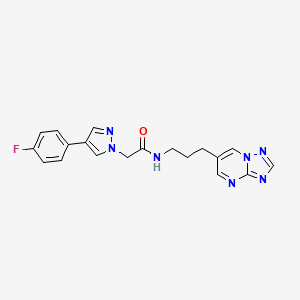 molecular formula C19H18FN7O B2374054 N-(3-([1,2,4]triazolo[1,5-a]pyrimidin-6-yl)propyl)-2-(4-(4-fluorophenyl)-1H-pyrazol-1-yl)acetamide CAS No. 1903244-76-7