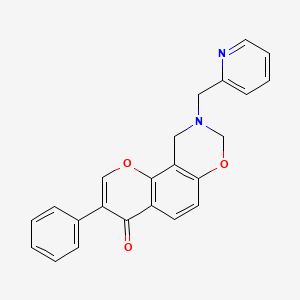molecular formula C23H18N2O3 B2374057 3-phenyl-9-(pyridin-2-ylmethyl)-9,10-dihydrochromeno[8,7-e][1,3]oxazin-4(8H)-one CAS No. 929844-18-8