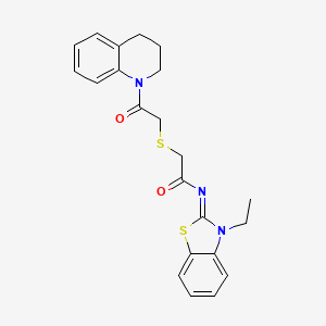 molecular formula C22H23N3O2S2 B2374064 (Z)-2-((2-(3,4-dihydroquinolin-1(2H)-yl)-2-oxoethyl)thio)-N-(3-ethylbenzo[d]thiazol-2(3H)-ylidene)acetamide CAS No. 851717-32-3