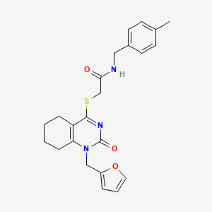 molecular formula C23H25N3O3S B2374065 2-((1-(呋喃-2-基甲基)-2-氧代-1,2,5,6,7,8-六氢喹唑啉-4-基)硫代)-N-(4-甲基苄基)乙酰胺 CAS No. 899747-01-4