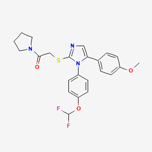 2-((1-(4-(difluoromethoxy)phenyl)-5-(4-methoxyphenyl)-1H-imidazol-2-yl)thio)-1-(pyrrolidin-1-yl)ethanone