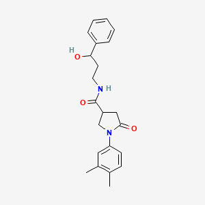 molecular formula C22H26N2O3 B2374071 1-(3,4-dimethylphenyl)-N-(3-hydroxy-3-phenylpropyl)-5-oxopyrrolidine-3-carboxamide CAS No. 1396805-57-4