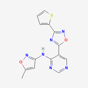 5-methyl-N-(5-(3-(thiophen-2-yl)-1,2,4-oxadiazol-5-yl)pyrimidin-4-yl)isoxazol-3-amine