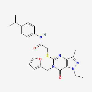 molecular formula C24H27N5O3S B2374078 2-((1-ethyl-6-(furan-2-ylmethyl)-3-methyl-7-oxo-6,7-dihydro-1H-pyrazolo[4,3-d]pyrimidin-5-yl)thio)-N-(4-isopropylphenyl)acetamide CAS No. 1359131-69-3