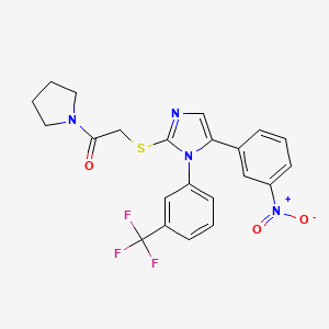 2-((5-(3-nitrophenyl)-1-(3-(trifluoromethyl)phenyl)-1H-imidazol-2-yl)thio)-1-(pyrrolidin-1-yl)ethanone