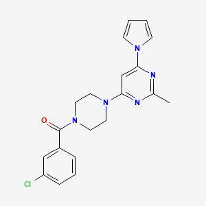 (3-chlorophenyl)(4-(2-methyl-6-(1H-pyrrol-1-yl)pyrimidin-4-yl)piperazin-1-yl)methanone