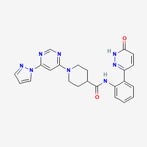 1-(6-(1H-pyrazol-1-yl)pyrimidin-4-yl)-N-(2-(6-oxo-1,6-dihydropyridazin-3-yl)phenyl)piperidine-4-carboxamide