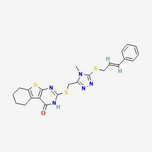 2-[[4-methyl-5-[(E)-3-phenylprop-2-enyl]sulfanyl-1,2,4-triazol-3-yl]methylsulfanyl]-5,6,7,8-tetrahydro-3H-[1]benzothiolo[2,3-d]pyrimidin-4-one