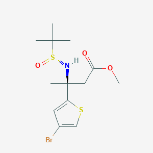 2-Thiophenepropanoic acid, 4-bromo-beta-[[(R)-(1,1-dimethylethyl)sulfinyl]amino]-beta-methyl-, methyl ester, (betaS)-