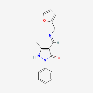 molecular formula C16H15N3O2 B2374119 (Z)-4-(((furan-2-ylmethyl)amino)methylene)-3-methyl-1-phenyl-1H-pyrazol-5(4H)-one CAS No. 536725-95-8