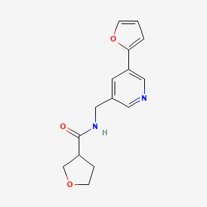 molecular formula C15H16N2O3 B2374122 N-((5-(呋喃-2-基)吡啶-3-基)甲基)四氢呋喃-3-甲酰胺 CAS No. 2034519-49-6