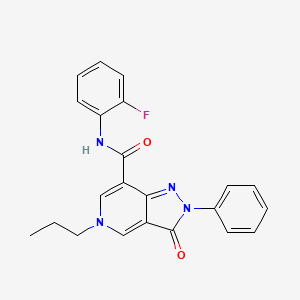 molecular formula C22H19FN4O2 B2374138 N-(2-fluorophenyl)-3-oxo-2-phenyl-5-propyl-3,5-dihydro-2H-pyrazolo[4,3-c]pyridine-7-carboxamide CAS No. 921833-92-3