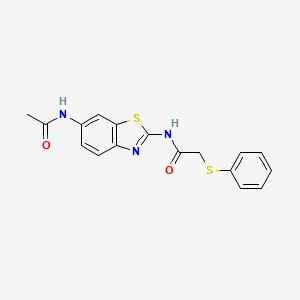 molecular formula C17H15N3O2S2 B2374149 N-(6-乙酰氨基苯并[d]噻唑-2-基)-2-(苯硫基)乙酰胺 CAS No. 895481-54-6