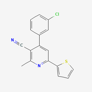molecular formula C17H11ClN2S B2374153 4-(3-Chlorophenyl)-2-methyl-6-(2-thienyl)nicotinonitrile CAS No. 865658-15-7