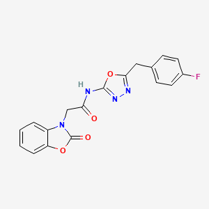 molecular formula C18H13FN4O4 B2374154 N-(5-(4-fluorobenzyl)-1,3,4-oxadiazol-2-yl)-2-(2-oxobenzo[d]oxazol-3(2H)-yl)acetamide CAS No. 1203069-06-0