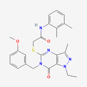 molecular formula C26H29N5O3S B2374158 N-(2,3-二甲基苯基)-2-({1-乙基-6-[(3-甲氧基苯基)甲基]-3-甲基-7-氧代-1H,6H,7H-吡唑并[4,3-d]嘧啶-5-基}硫烷基)乙酰胺 CAS No. 1359311-31-1