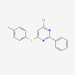 molecular formula C17H13ClN2S B2374168 4-Chloro-6-[(4-methylphenyl)sulfanyl]-2-phenylpyrimidine CAS No. 343373-70-6