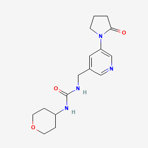 molecular formula C16H22N4O3 B2374181 1-((5-(2-oxopyrrolidin-1-yl)pyridin-3-yl)methyl)-3-(tetrahydro-2H-pyran-4-yl)urea CAS No. 2034567-54-7