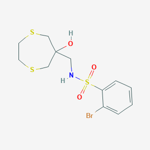 molecular formula C12H16BrNO3S3 B2374184 2-Bromo-N-[(6-hydroxy-1,4-dithiepan-6-yl)methyl]benzenesulfonamide CAS No. 2415629-10-4