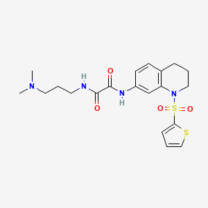 molecular formula C20H26N4O4S2 B2374197 N1-(3-(二甲氨基)丙基)-N2-(1-(噻吩-2-磺酰基)-1,2,3,4-四氢喹啉-7-基)草酰胺 CAS No. 898448-23-2