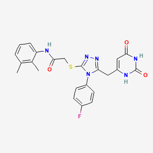 molecular formula C23H21FN6O3S B2374198 N-(2,3-dimethylphenyl)-2-({5-[(2,6-dioxo-1,2,3,6-tetrahydropyrimidin-4-yl)methyl]-4-(4-fluorophenyl)-4H-1,2,4-triazol-3-yl}sulfanyl)acetamide CAS No. 852154-05-3