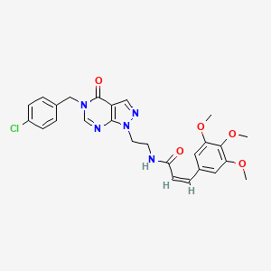 molecular formula C26H26ClN5O5 B2374207 (Z)-N-(2-(5-(4-chlorobenzyl)-4-oxo-4,5-dihydro-1H-pyrazolo[3,4-d]pyrimidin-1-yl)ethyl)-3-(3,4,5-trimethoxyphenyl)acrylamide CAS No. 1007289-60-2