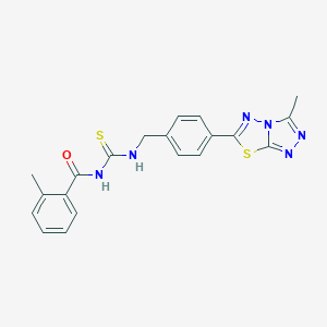 molecular formula C20H18N6OS2 B237422 2-methyl-N-{[4-(3-methyl[1,2,4]triazolo[3,4-b][1,3,4]thiadiazol-6-yl)benzyl]carbamothioyl}benzamide 